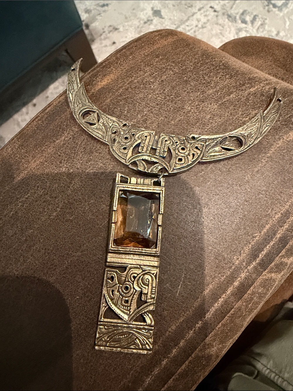 Vtg Miracle Britain Celtic Bib Necklace Pendant-needs repair